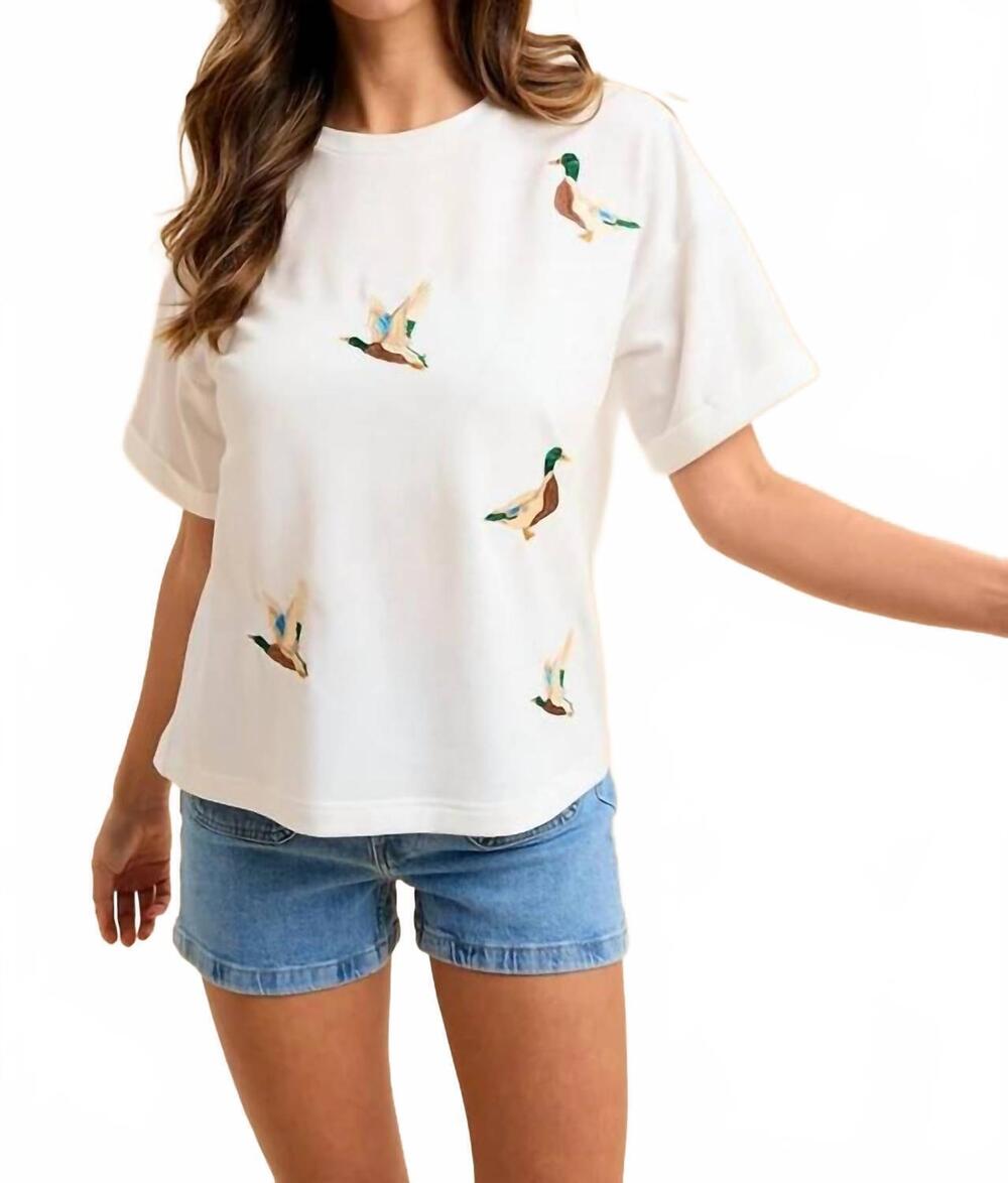 NEW ANNIEWEAR embroidered duck tee in ivory